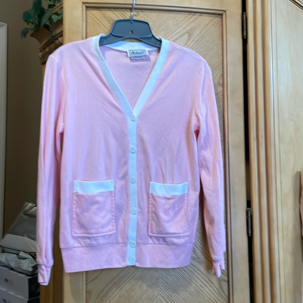Vintage activair pink and white top size small